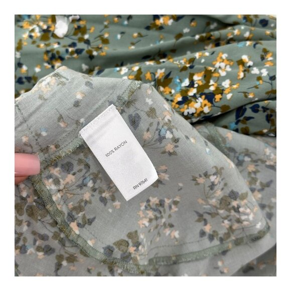 J.Jill Womens Floral-Print Button-Front Tunic Roll Tap Sleeves Relaxed Fit Sz L - Picture 8 of 12